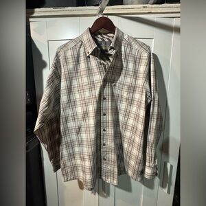 Panhandle TUF Cooper Performance Western Shirt Brown Plaid Size M Long Sleeve